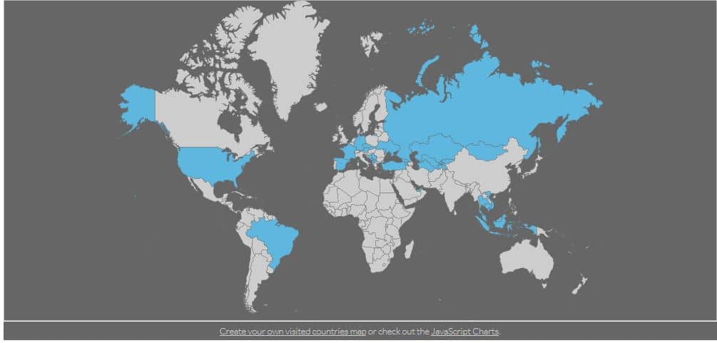 Генератор карты путешествий AmMap