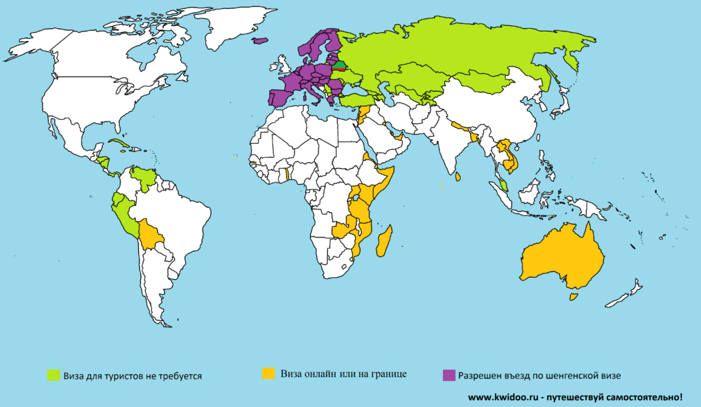 Безвизовые страны для белорусов в 2015 году