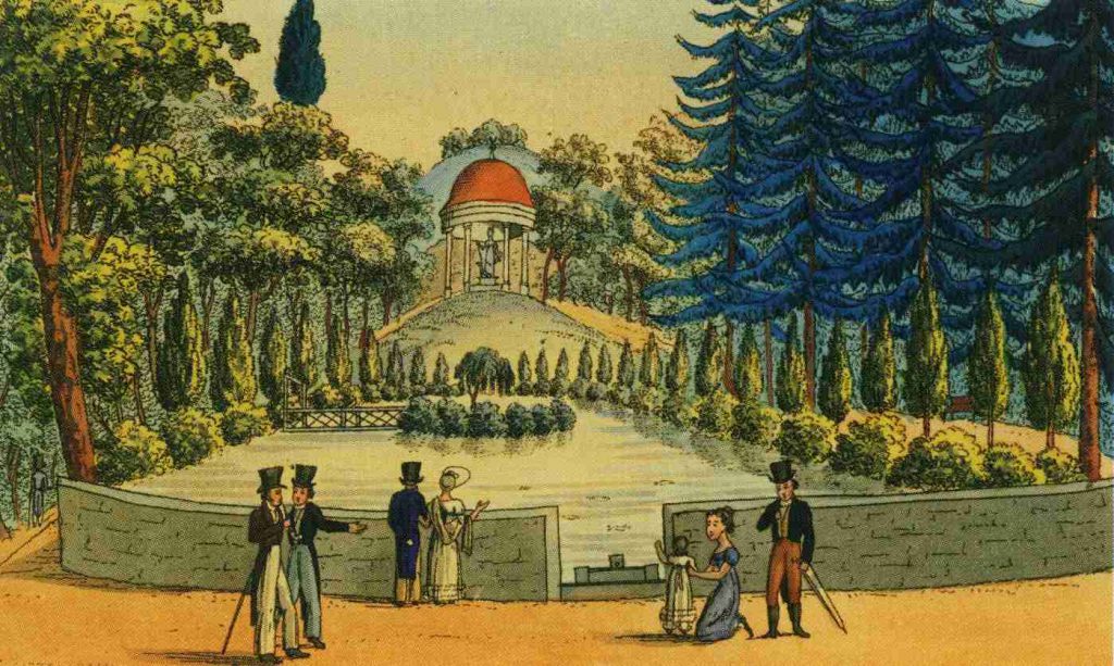Вот так выглядел парк возле статуи Диане в 1820 году